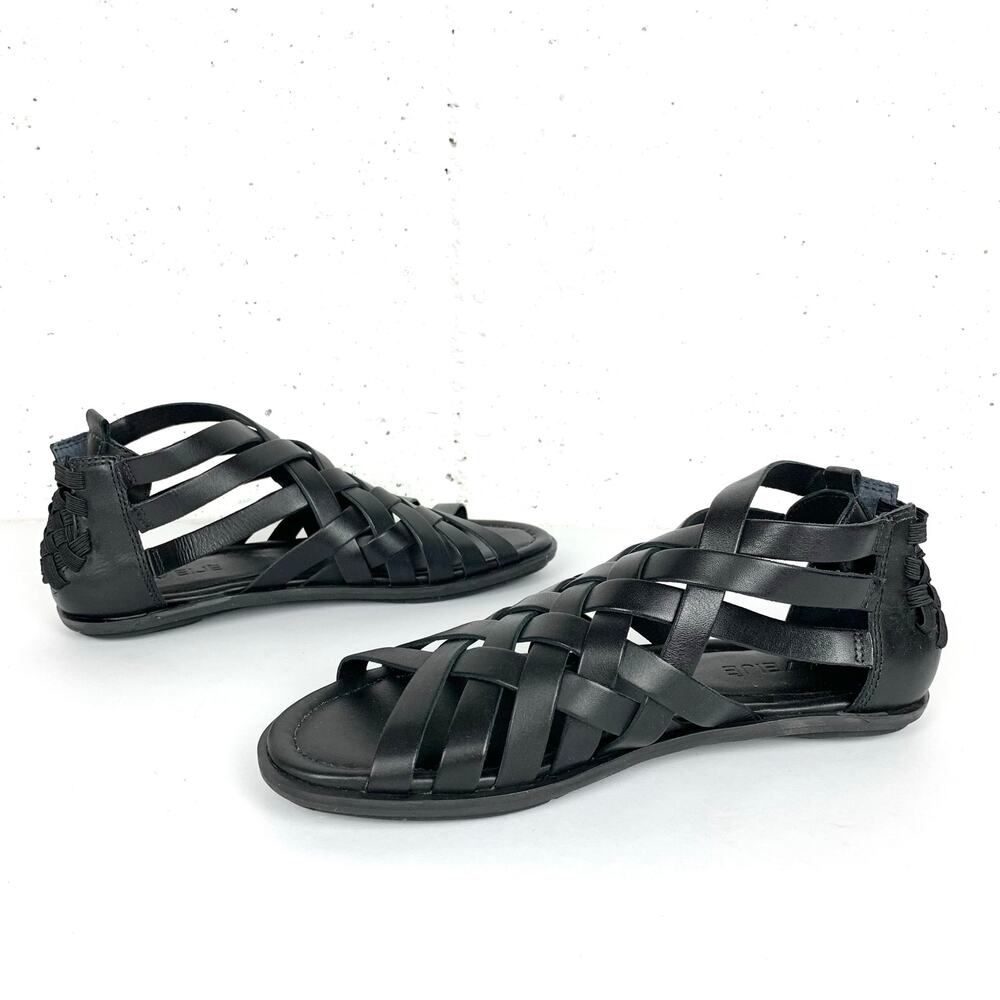 A7EIJE New York Womens Flint Woven Sandals Gladiator Open Toe Black Size 7